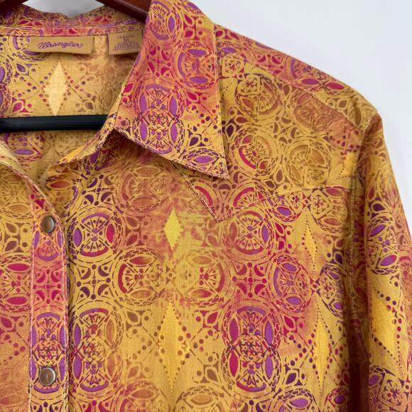 Wrangler Womens Sz Medium Formal Long Sleeve Purple Wester Blouse Shirt Top - Picture 7 of 10